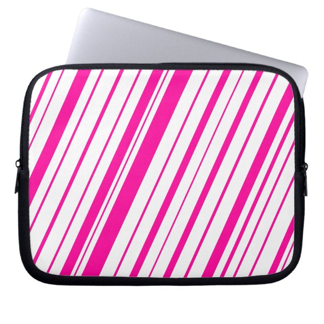 Diagonal Stripe ~ Hot Pink Laptop Sleeve (Front)