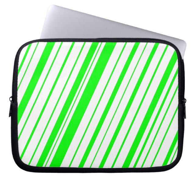 Diagonal Stripe ~ Lime Laptop Sleeve (Front)