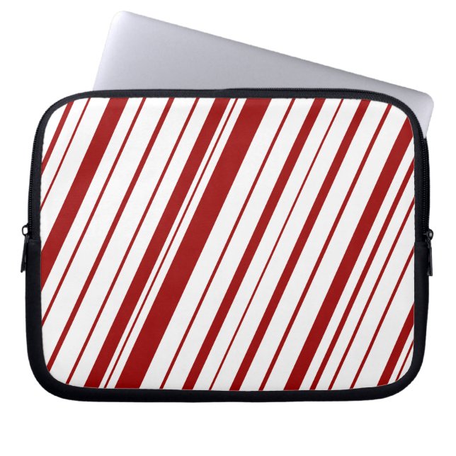 Diagonal Stripe ~ Maroon Laptop Sleeve (Front)