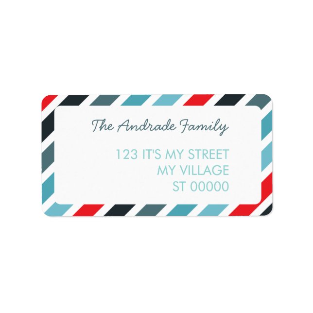 Diagonal Stripe Pattern Customized Address Labels (Front)