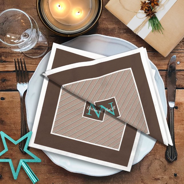 Diagonal Stripe Pattern Monogram ID596 Napkin (Creator Uploaded)