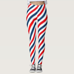 Diagonal Stripe Pattern Tricolor Leggings