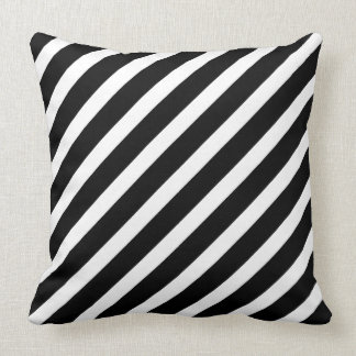 Diagonal Striped Black & White Throw Pillow