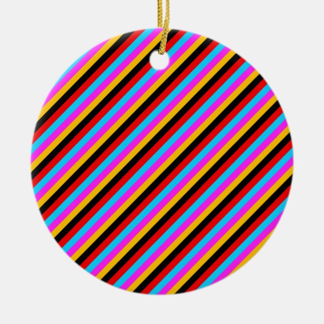 Diagonal Stripes 04 Ceramic Ornament (Front)