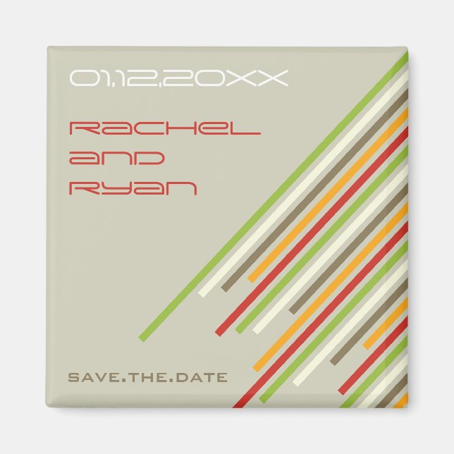 Diagonal Stripes | 04 * Summer Fresh | Save Date Magnet (Front)