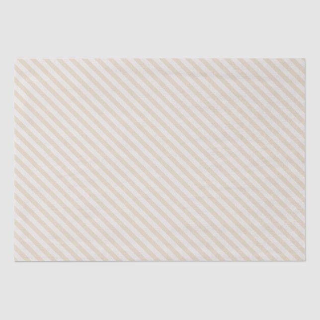 Diagonal Stripes Beige Ivory Tissue Paper (Front)