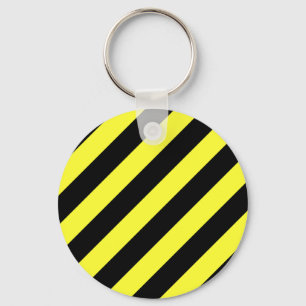 diagonal stripes black and yellow keychain