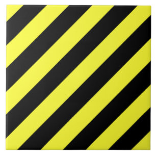 diagonal stripes black and yellow tile