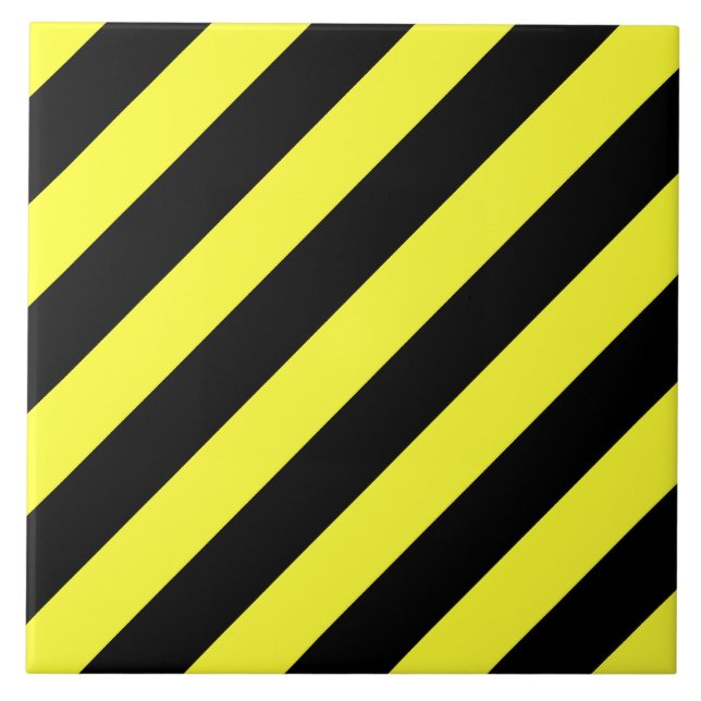 diagonal stripes black and yellow tile (Front)