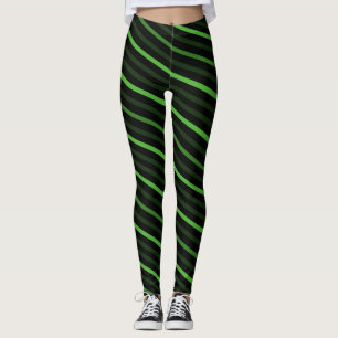 Diagonal Stripes - Green Leggings