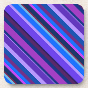 Diagonal stripes in blue and purple coaster