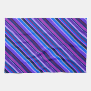 Diagonal stripes in blue and purple kitchen towel