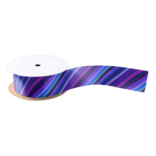 Diagonal stripes in blue and purple satin ribbon