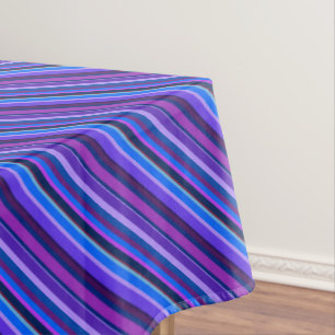 Diagonal stripes in blue and purple tablecloth