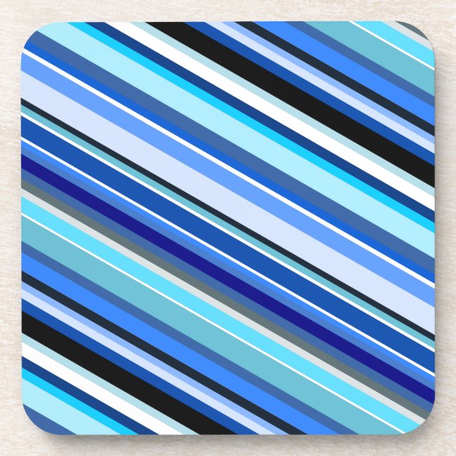 Diagonal Stripes in Blues and Teals Coaster (Front)