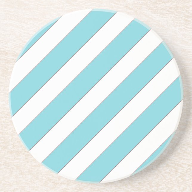 diagonal stripes light blue coaster (Front)