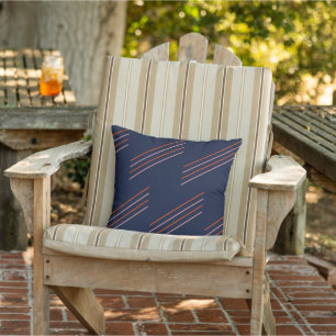 Diagonal Stripes Navy Trendy Outdoor Pillow