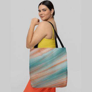 Diagonal stripes of soft pastel colours pattern tote bag