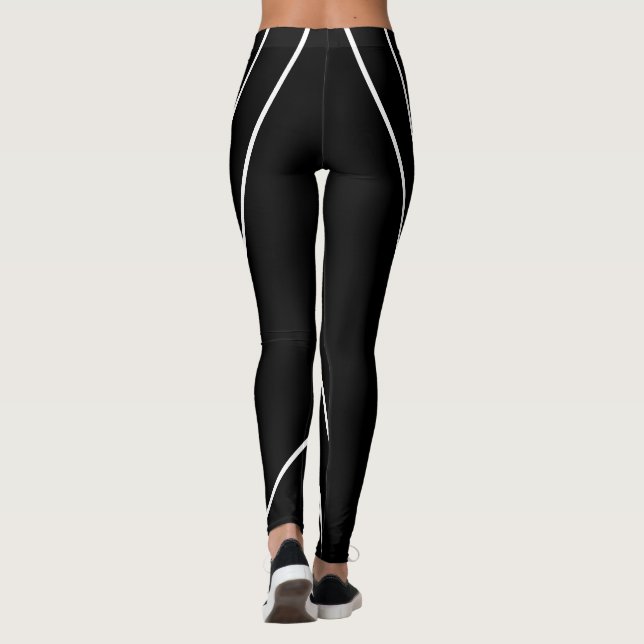 Diagonal Stripes On Black and White Leggings (Back)