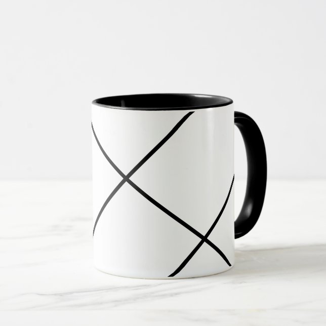 Diagonal Stripes On Black and White Mug (Front Right)