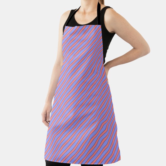 Diagonal Stripes pink and purple Apron (Insitu)