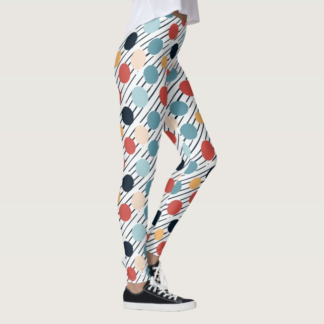 Diagonal Stripes Polka Dots Sketch  Leggings (Right)