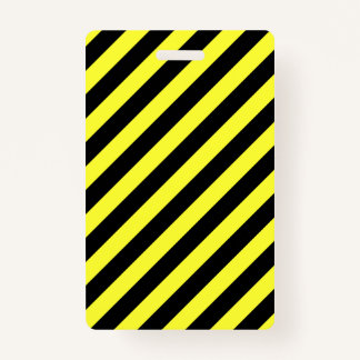 Diagonal Stripes Yellow and Black Badge