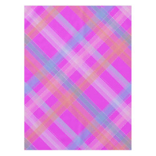 diagonal tartan plaid in shocking pink tablecloth