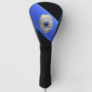 Diagonal Thin Blue Line and Funny Retired Badge Golf Head Cover