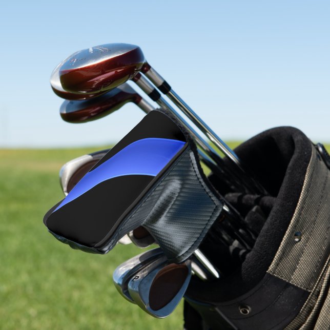 Diagonal Thin Blue Line Putter Golf Head Cover (In Situ)