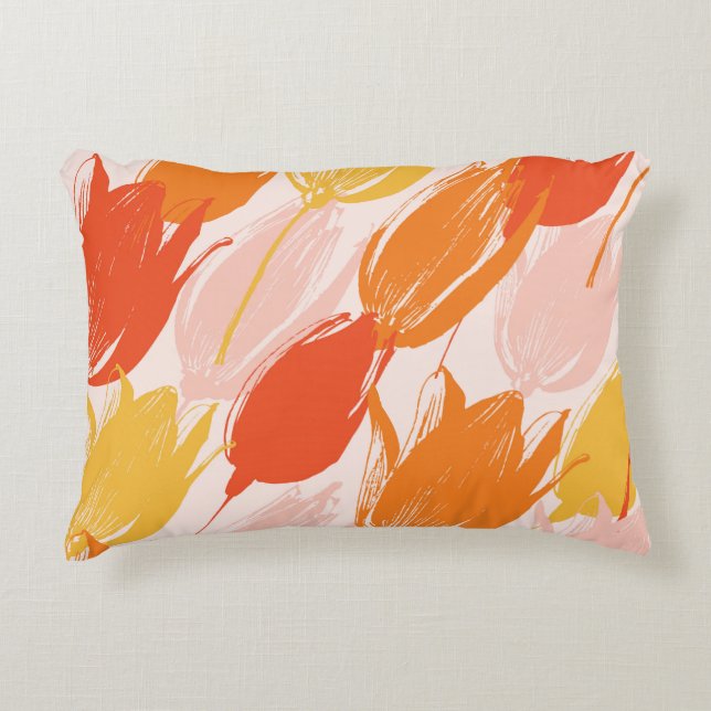 Diagonal Tulips: Light Colour Design. Accent Pillow (Front)