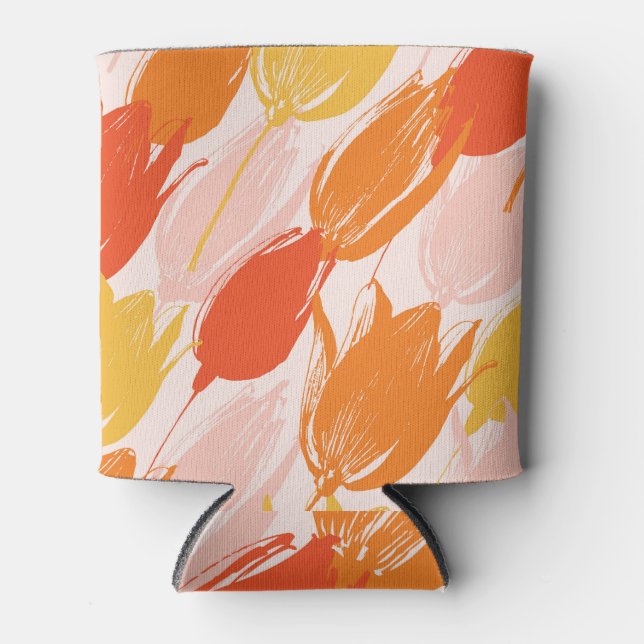 Diagonal Tulips: Light Colour Design. Can Cooler (Front)
