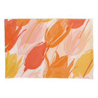 Diagonal Tulips: Light Colour Design. Pillowcase