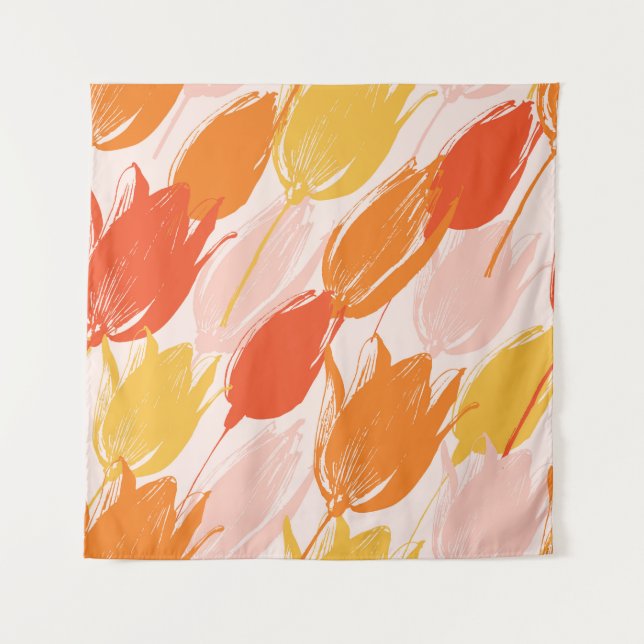 Diagonal Tulips: Light Colour Design. Tapestry (Front)