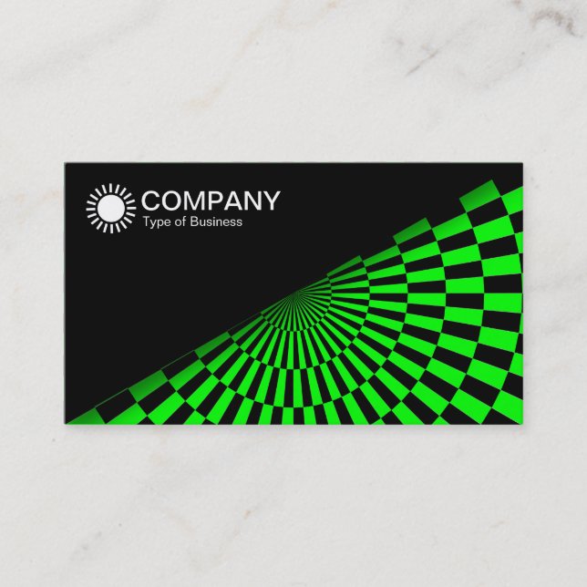 Diagonal V2 - Black - Op Art Green Business Card (Front)