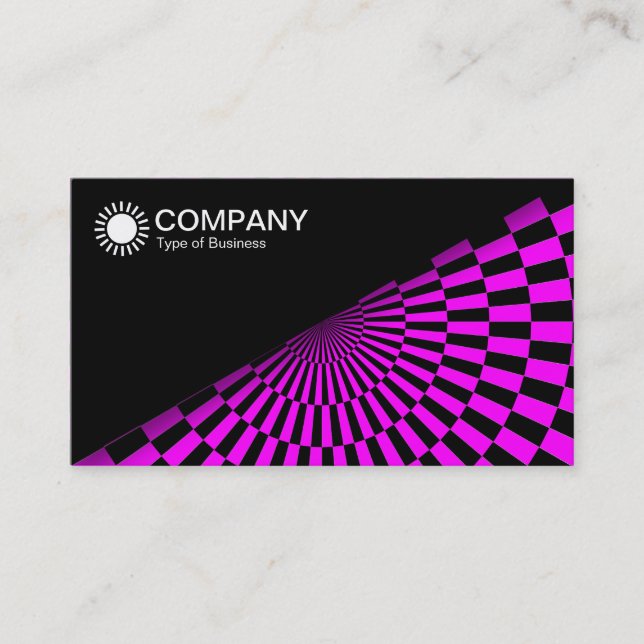Diagonal V2 - Black - Op Art Magenta Business Card (Front)