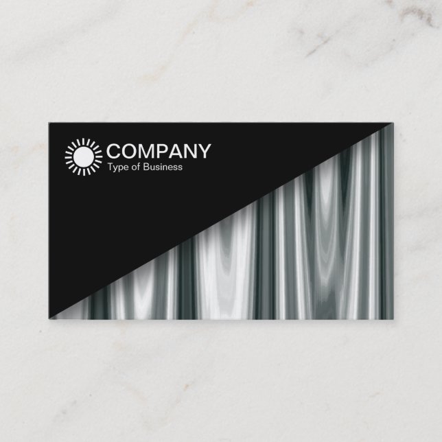 Diagonal V2 - Black - Silver Curtains Abstract Business Card (Front)