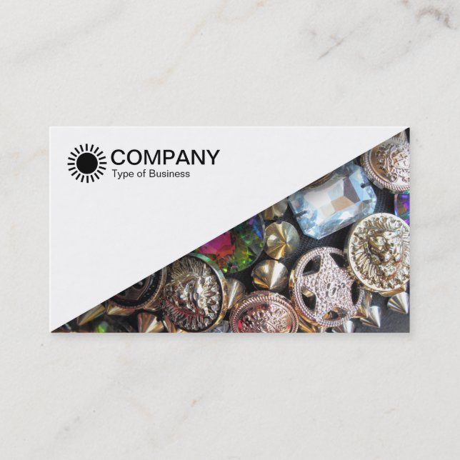 Diagonal V2 - White - Bling Business Card (Front)
