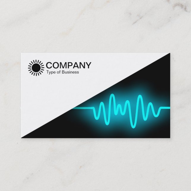 Diagonal V2 - White - Cyan Wave Business Card (Front)