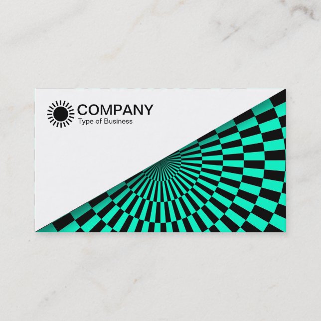 Diagonal V2 - White - Op Art Turquoise Business Card (Front)