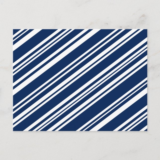 Diagonal Varied Indigo and White Stripes Postcard (Front)