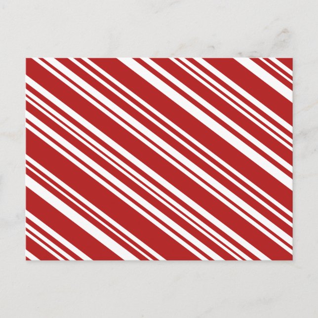 Diagonal Varied Red and White Stripes Postcard (Front)
