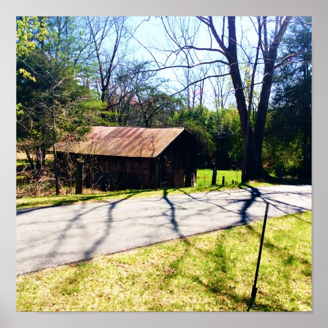 Diagonal view a rustic 100 year old barn Poster (Front)
