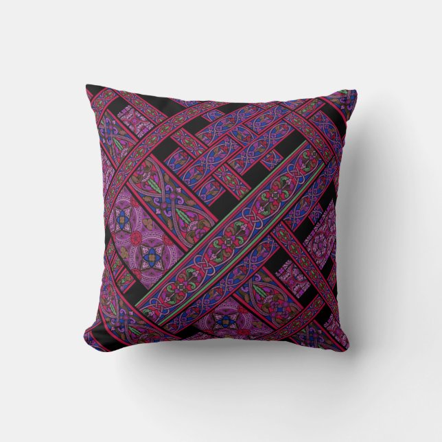 Diagonal Violet Aurora Throw Pillow (Front)