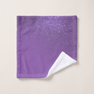 Diagonal Violet Purple Glitter Gradient Ombre Wash Cloth