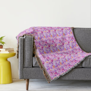 Diagonal Watercolor Colourful  Throw Blanket