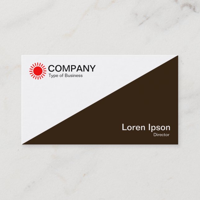 Diagonal - White and Dark Brown Business Card (Front)