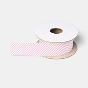 Diagonal white and pink stripes pattern satin ribbon