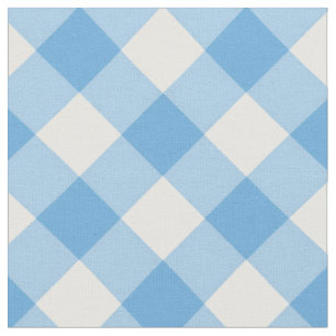Diagonal White/Blue Gingham Pattern Fabric
