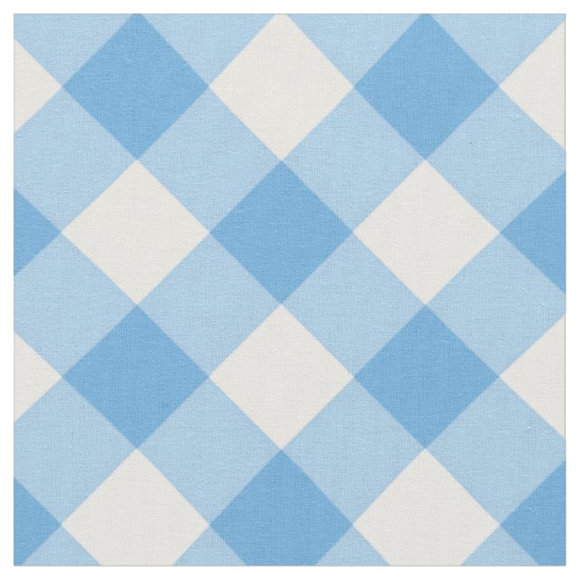Diagonal White/Blue Gingham Pattern Fabric (Close Up)